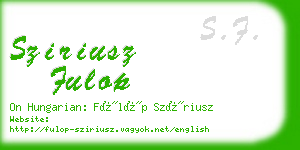 sziriusz fulop business card